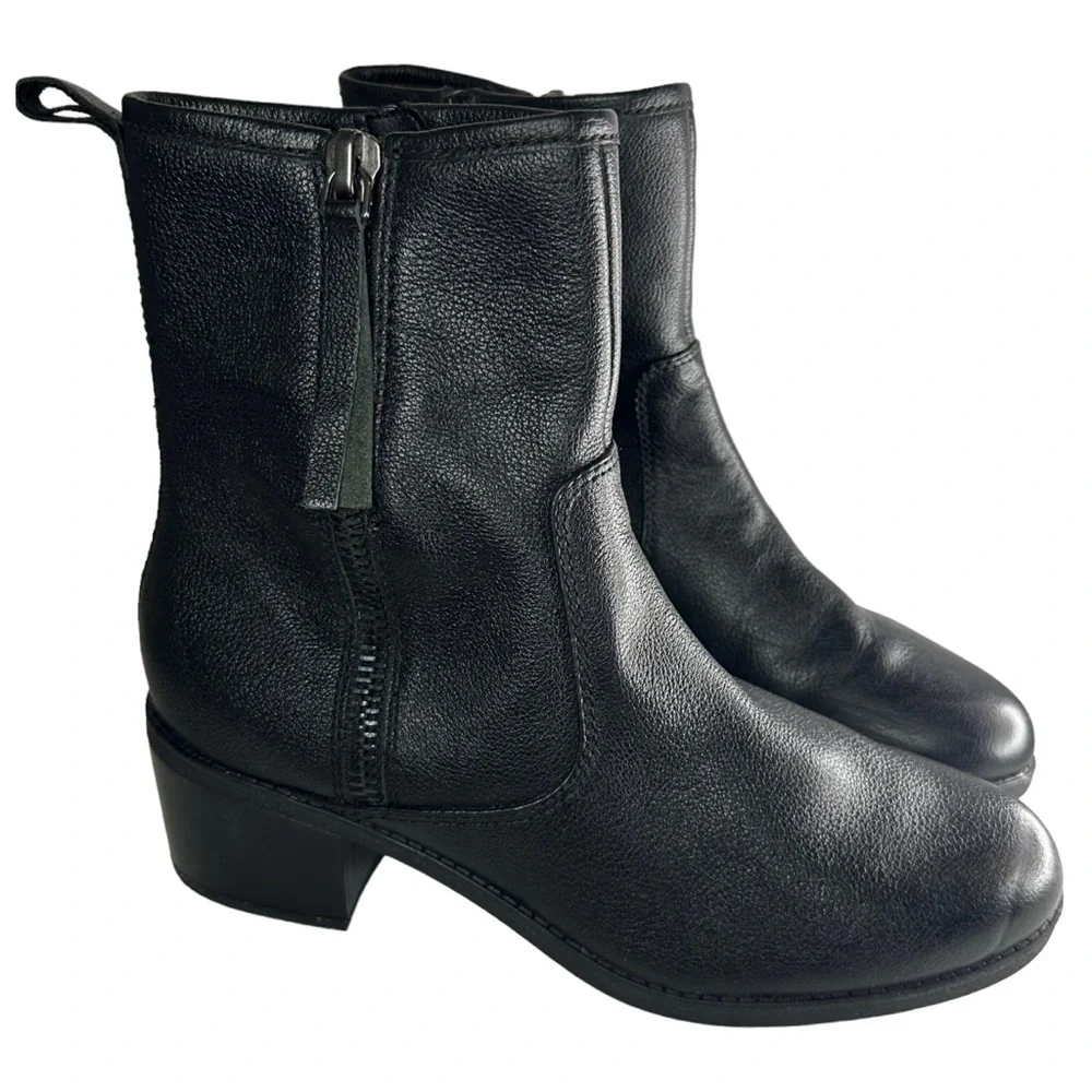 Clarks Women's Nevella Devon Black Leather Side Zip Ankle Boots Size 10 - Picture 6 of 10